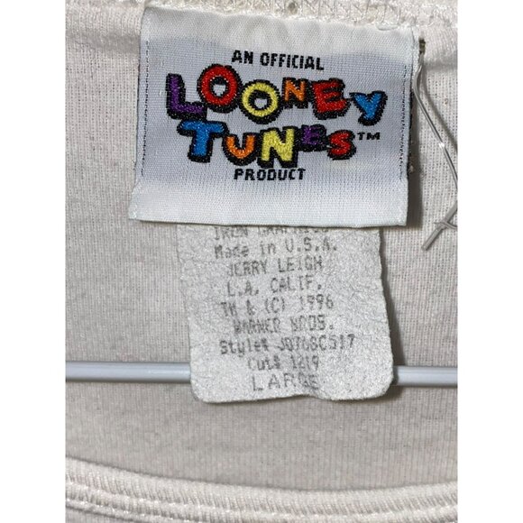 Vintage Looney Tunes Tweety Bird Embroidered Womens White Crop Top T-Shirt - Picture 5 of 8